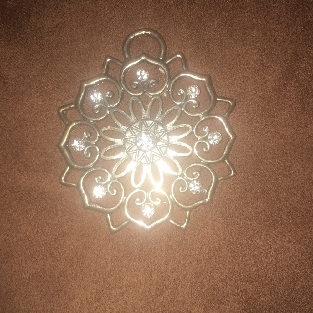 Silver sun star heart pendant with gemstone